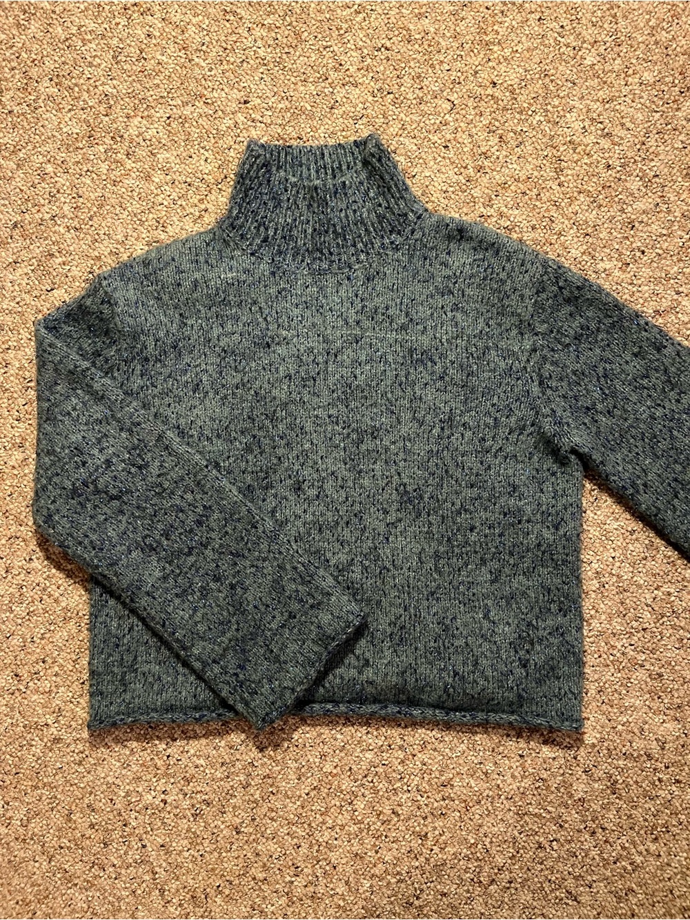Anthropologie Moth Blue Sparkle Knit Tinsel Mock Neck Sweater - Picture 2 of 10